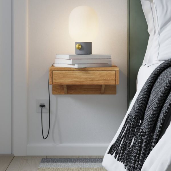wall mounted bedside table with light