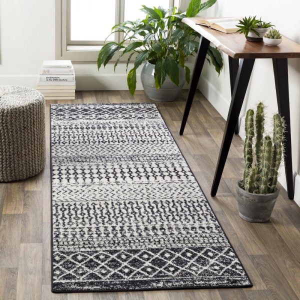 Check Rug Modern Black and Grey Geometric Pattern Mat Living Room Hallway Carpet 