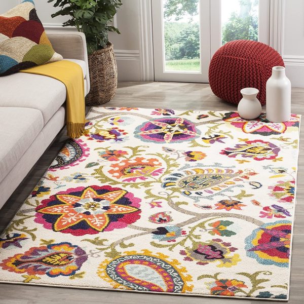 FFY GO Area Rug Colourful Hearts Pattern Print Carpet Large Non-Slip for Living Room Hall Dinner Table Home Decor 48 x 63 inch