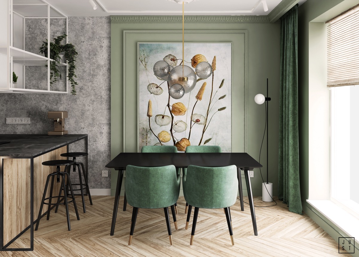 sage green dining room rug