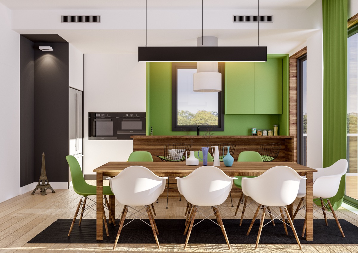 Lime Green And Black Dining Room