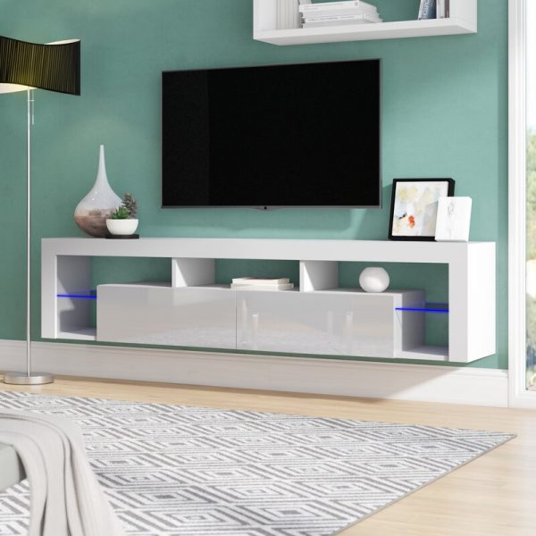 51" Modern LED TV Cabinet Stand Unit w/ Storage Drawer Shelve Furniture Black 