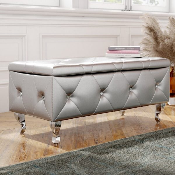 Upholstered Storage Bench with Arms Modern Bed Bench Settee Velvet Ottomans for Living Room Bedroom Green