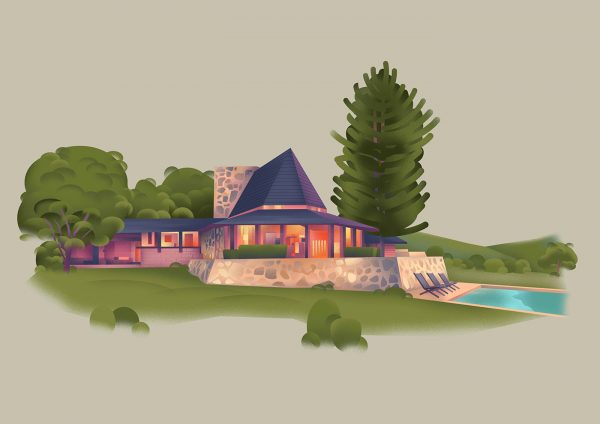 Artistic Illustrations Of Homes By Frank Lloyd Wright