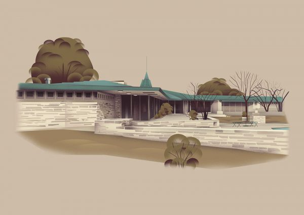 Artistic Illustrations Of Homes By Frank Lloyd Wright