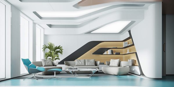 futuristic living room interior design