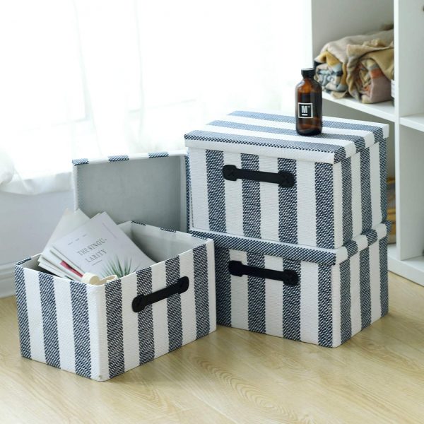 FarJing Simple Plain Color Storage Containers Socks Storage Box Containers 15 compartments with Lids（Beige 