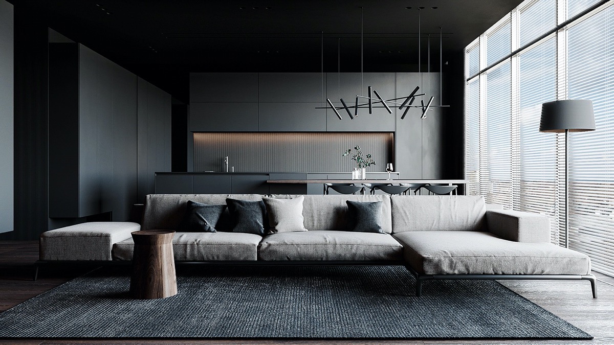 black & white gray living room