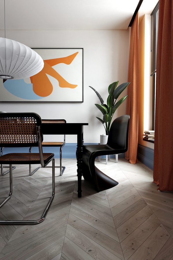 Playful Apartments With Orange And Blue Decor