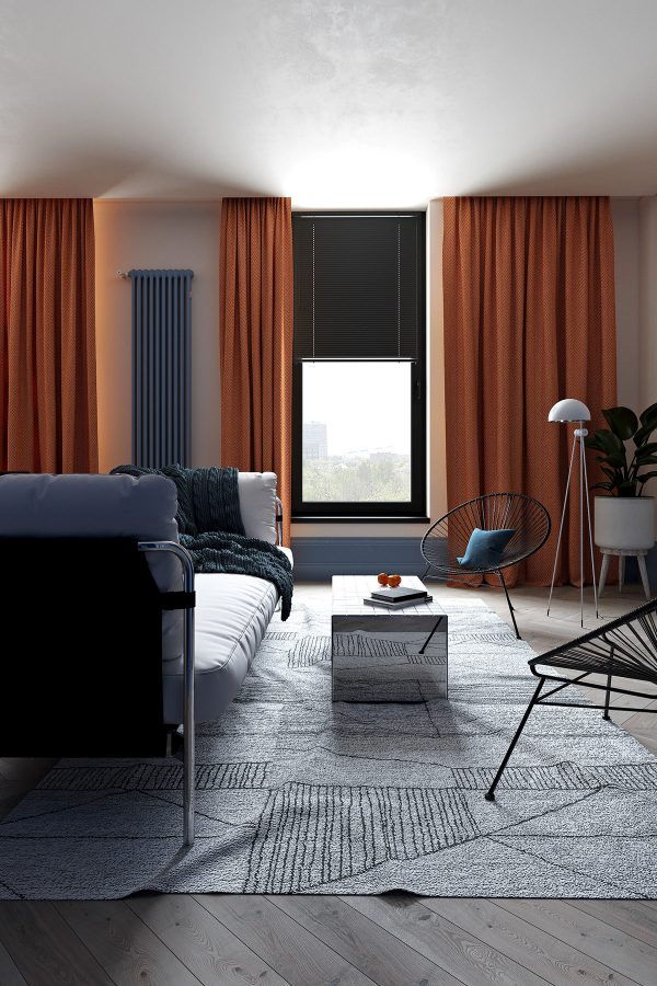 Playful Apartments With Orange And Blue Decor