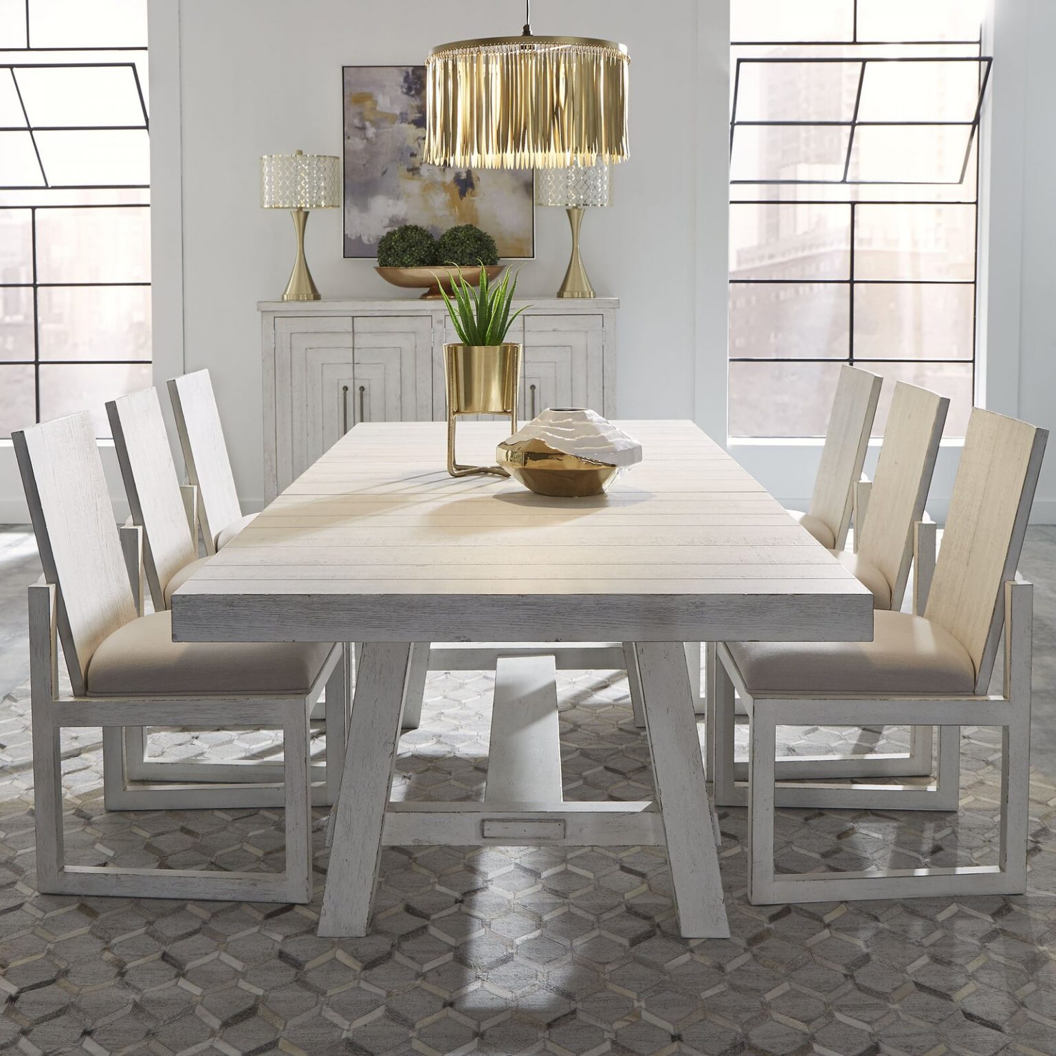 white farmhouse dining table large size trestle base seats 10 guests