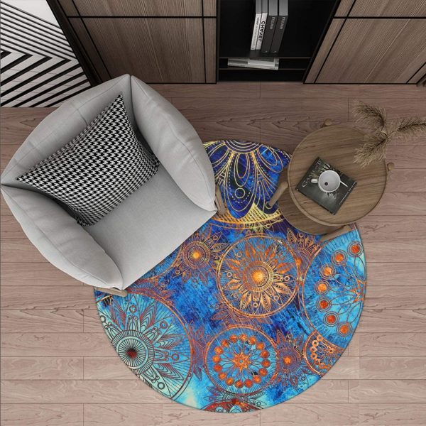 AGONA Area Rugs Colorful Retro Pop Hot Air Balloons Soft Round Rugs for Living Room Non Slip Circle Floor Mat Carpets for Bedroom Kids Rooms Children Playroom Yoga Mat Baby Crawling Mat 3 Feet 