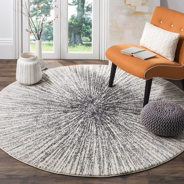 TRENDY Thick Carpets STYLISH MODERN RUG 'SCANDI' CIRCLE cream grey CHEAP Carpet 