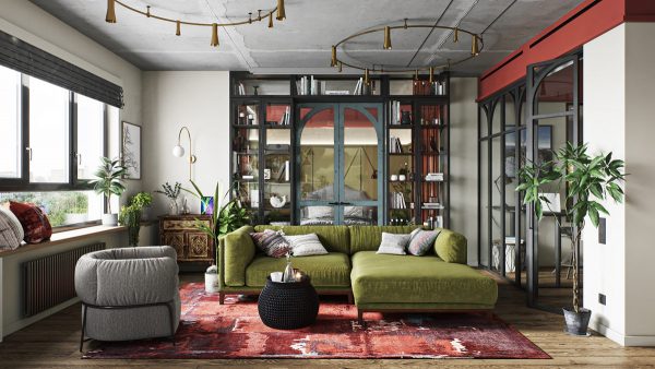 Lively Eclectic Red & Green Interior