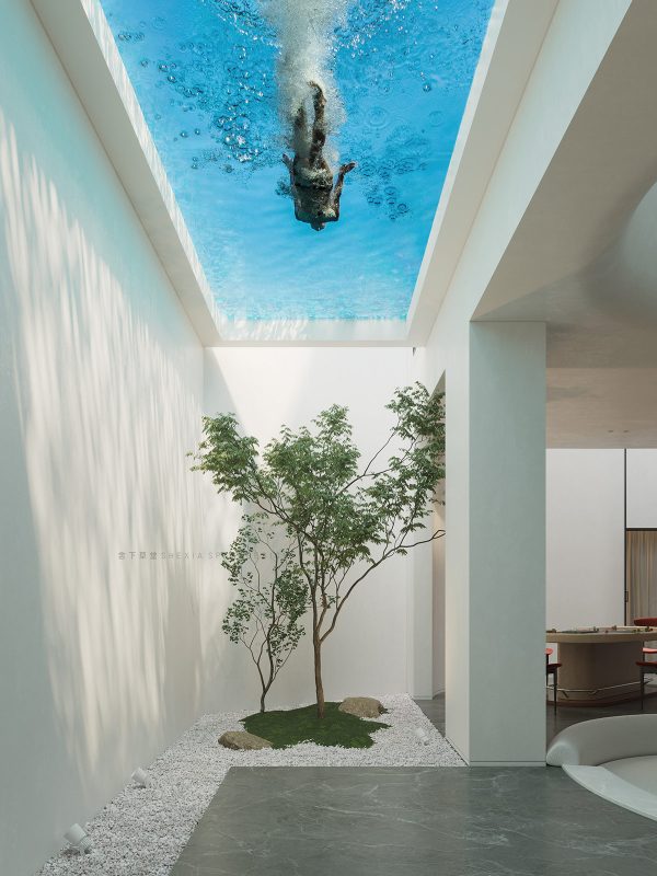 Contemporary Chinese Home With Courtyard & Glass Bottom Pool