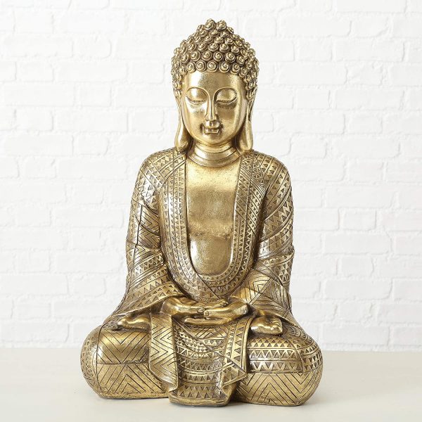 Gold Finish or Mahogany Small Hotei Modern Buddha Statue 