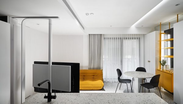 Confident Black, White & Yellow Interiors For Young Professionals