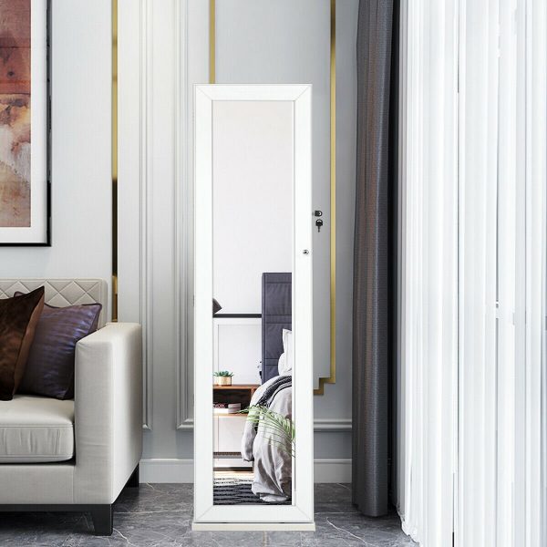 Tall full length wall mounted mirror grey frame slim bedroom dressing room home 