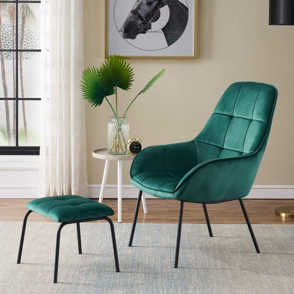 Upholstered Vintage Armchair Footstool Chair Stool Set Bedroom Furniture Suite 