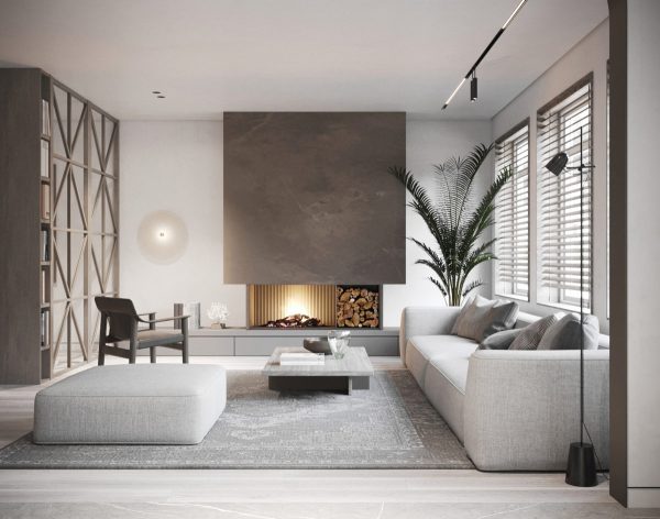 Chic Open Plan Living Spaces With Grey, White & Wood Decor