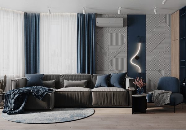 How To Balance A Grey and Dark Blue Interior