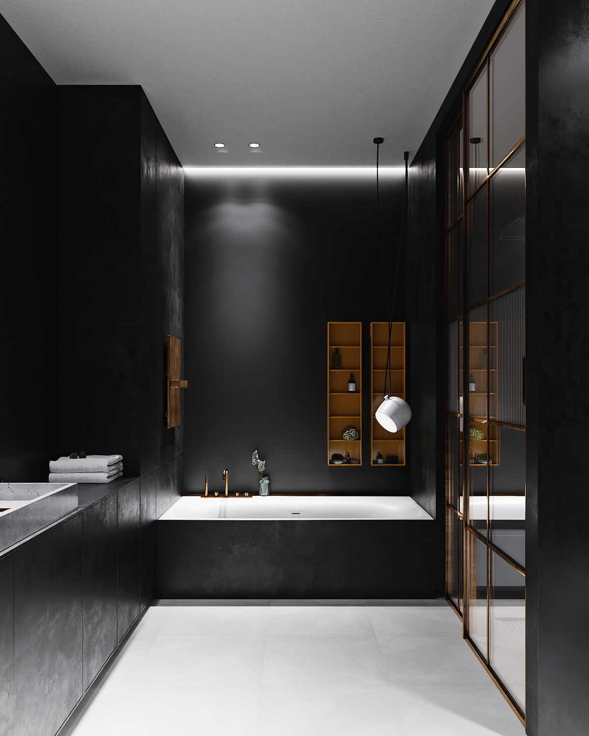black bathroom | Interior Design Ideas