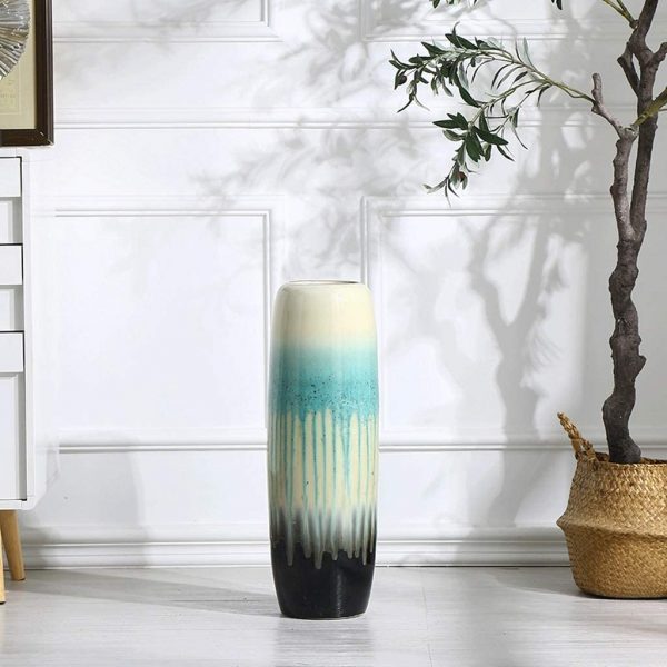 Decorative Ceramic Tall Vase Modern Elegant Floor Flower Vase Decor White S 