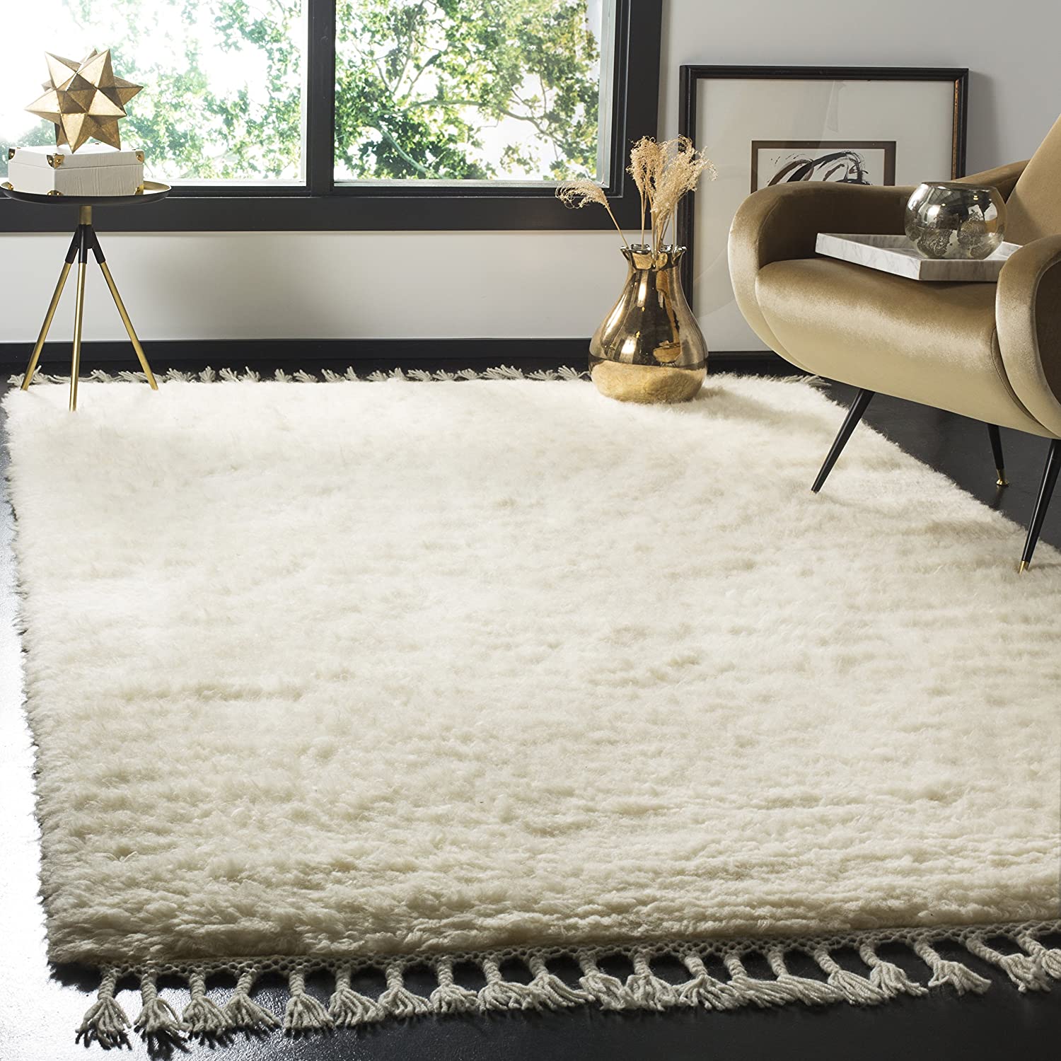 Tivolii Artificial wool 40cm x 60cm x 3cm Soft Anti skid Carpet Flokati Shaggy Mat Rug For Living Dining Bedroom Floor Home Decor 