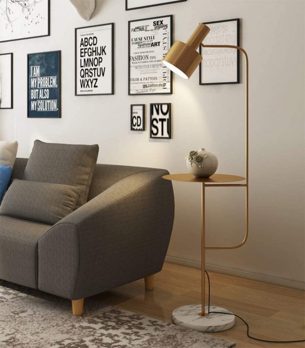 Product Of The Week: Modern Brass Floor Lamp With Side Table