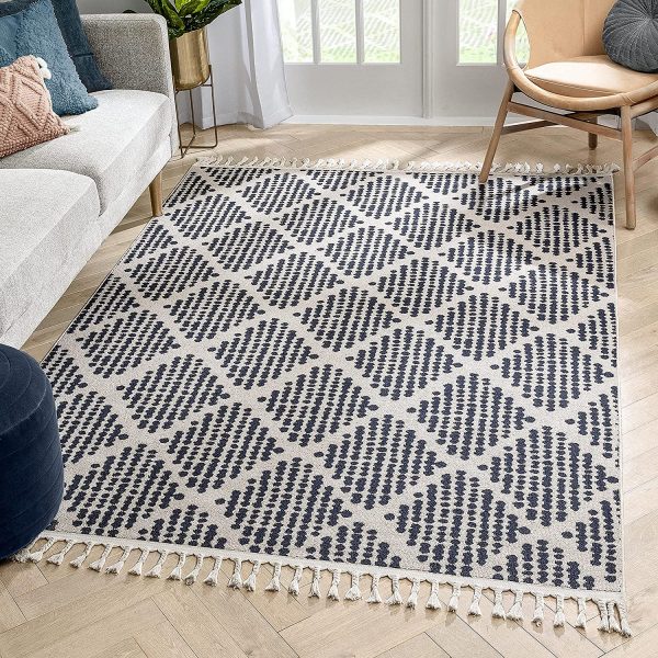 Large Living Room Rug Trendy Designer Carpet Stone Wall Pattern Grey Silver Mat 