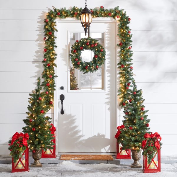 Christmas Door Wreath Festive Wreath Holiday Wreath Festive Xmas Door Decor US 