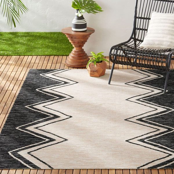 Entry Way Black and White Striped Outdoor Rugs 35.5'' x 59'' Front Porch Rug Cotton Hand-Woven Area Rug for Layered Door Mats Farmhouse Welcome Door Mat 