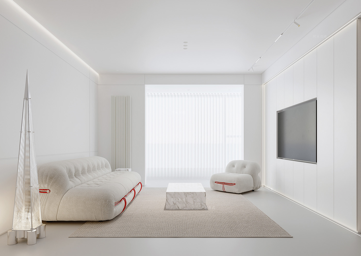 Minimalist White Interiors With Unique Furniture Designs