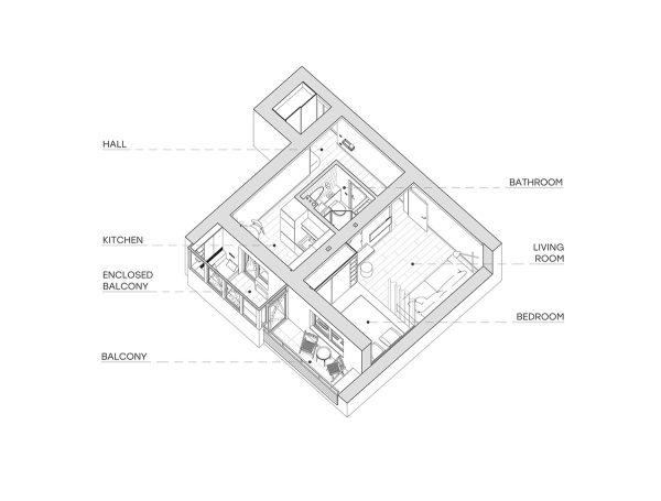 Cozy 35 Square Meter Apartment Makeover With Floor Plan