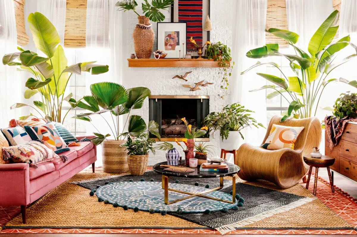 bohemian small living room window ideas