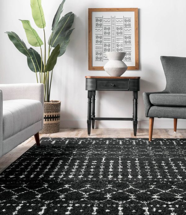 New Modern Geometric Trellis Grey Black White Rug Contemporary Carpet Soft Pile 