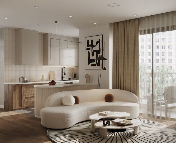 Luxe Apartments With Curved Decor & Restrained Color Palettes