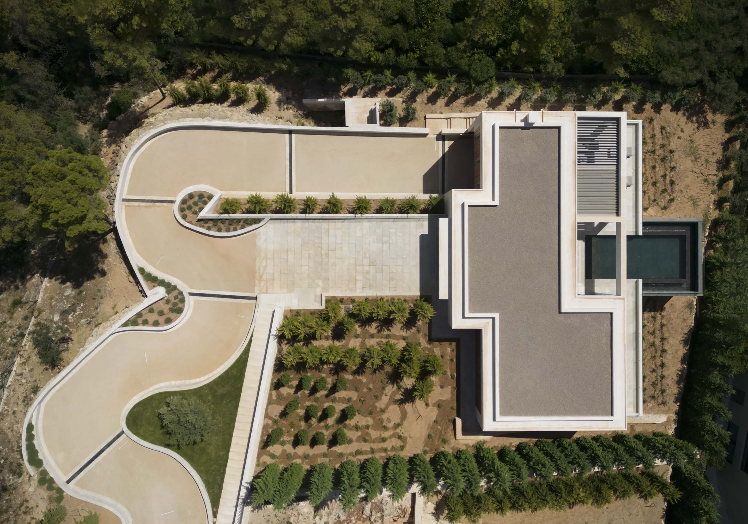 Vue aérienne d'une villa de luxe