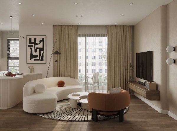 Luxe Apartments With Curved Decor & Restrained Color Palettes