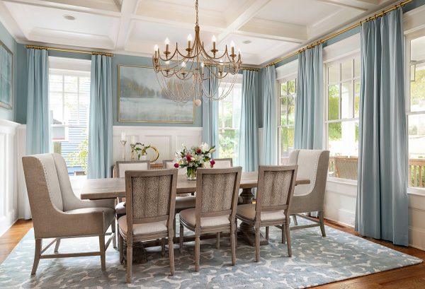 blue dining room curtains