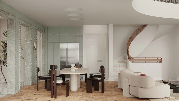 Reconfigured Home Design With Curves & Muted Colours