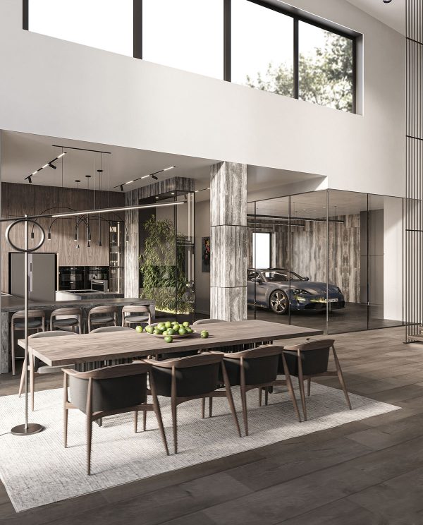 Designed to Impress: A Luxe Interior With A Glass Garage