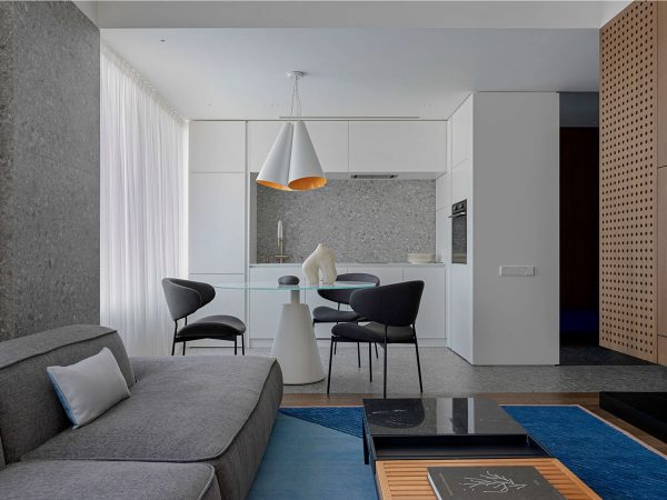 Small Apartment With Bold Blue Interior