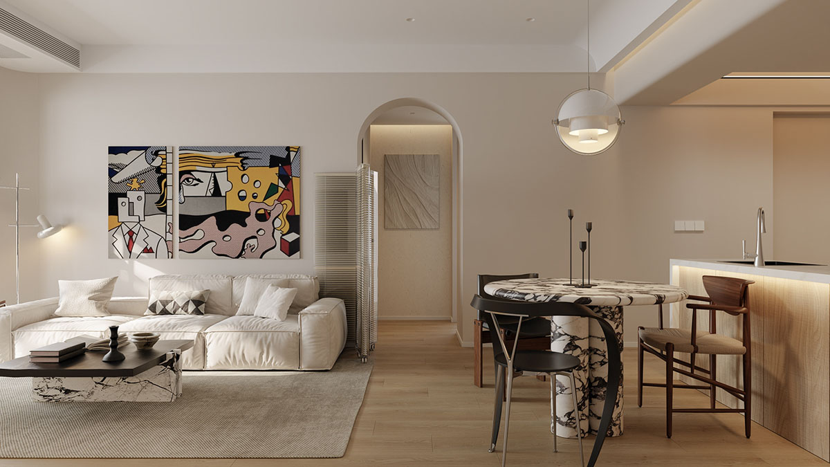 Modern Beige Interiors With Stylish TV Wall Ideas thumbnail