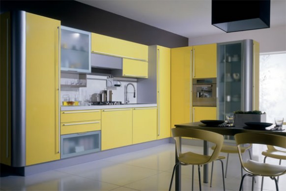moderne Küche Schränke miro gelb