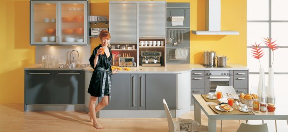 modulare Küche gelb