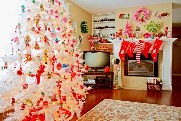 Weihnachts-Interieur - weiß-Baum