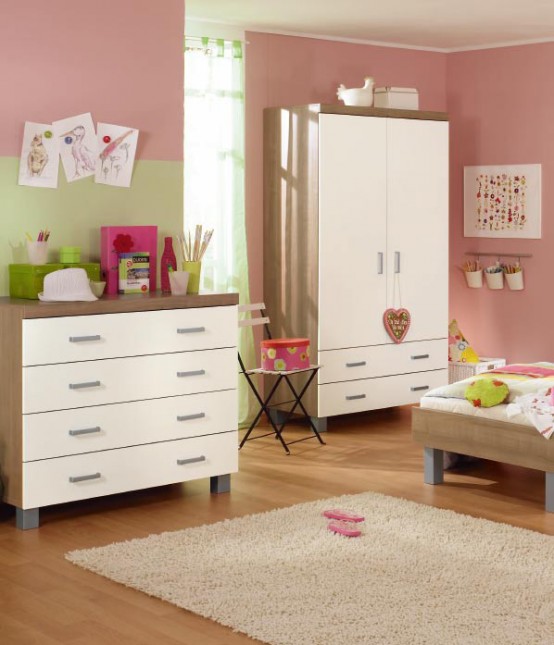 Conjuntos de muebles de habitación de bebé blanco y madera con Paidi 27