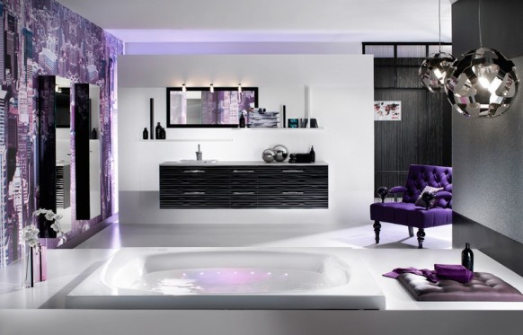 baño celeste violeta