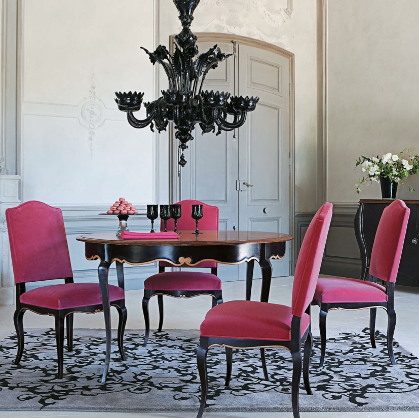 Modern Glam Fuchia Chairs Dining Room, Glam Dining Room Ideas